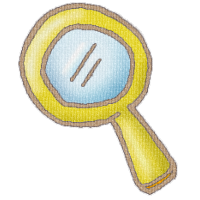 黄色の虫眼鏡のイラスト、ブログや資料作成に使える可愛い素材