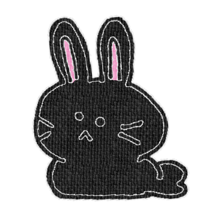 黒いうさぎがお座りした透過イラスト