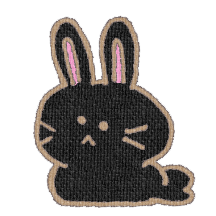 黒いうさぎがお座りした透過イラスト