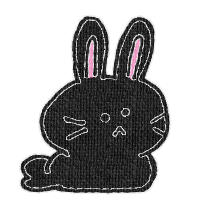 黒いうさぎがお座りした透過イラスト