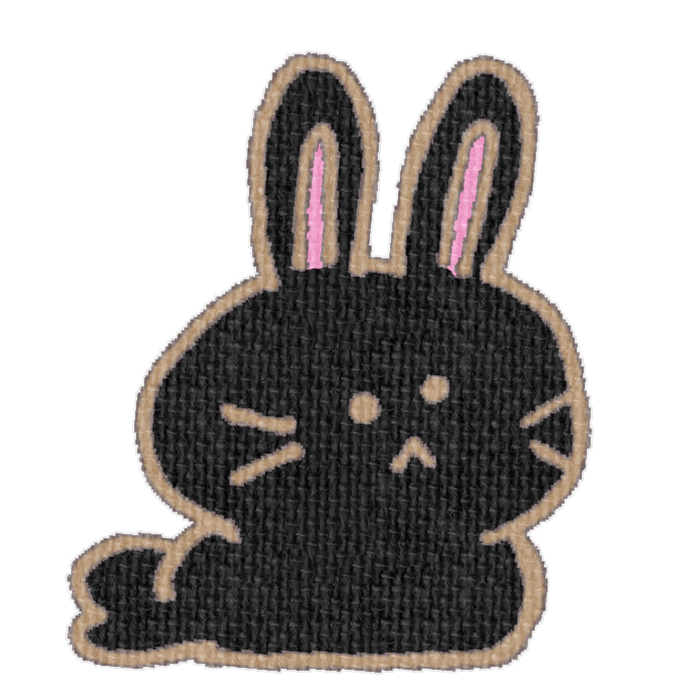 黒いうさぎがお座りした透過イラスト