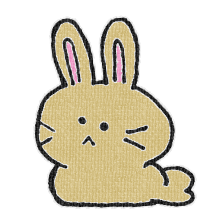 茶色いうさぎがお座りした透過イラスト