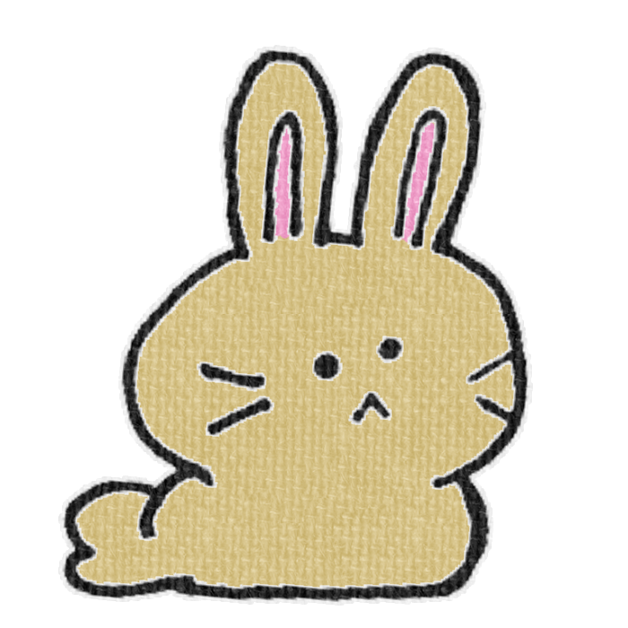 茶色いうさぎがお座りした透過イラスト