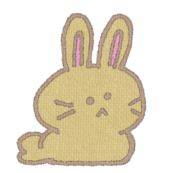 茶色いうさぎがお座りした透過イラスト