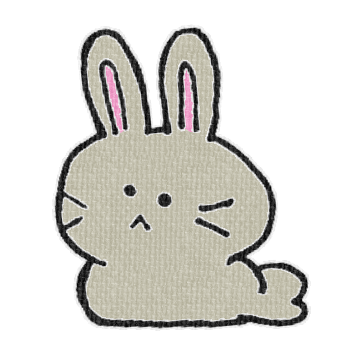 灰色のうさぎがお座りした透過イラスト