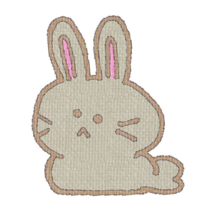 灰色のうさぎがお座りした透過イラスト