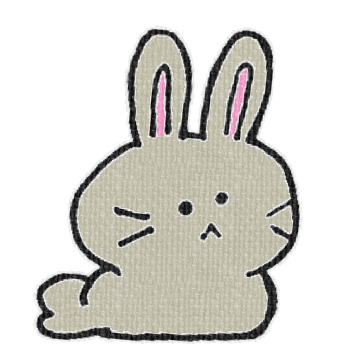 灰色のうさぎがお座りした透過イラスト