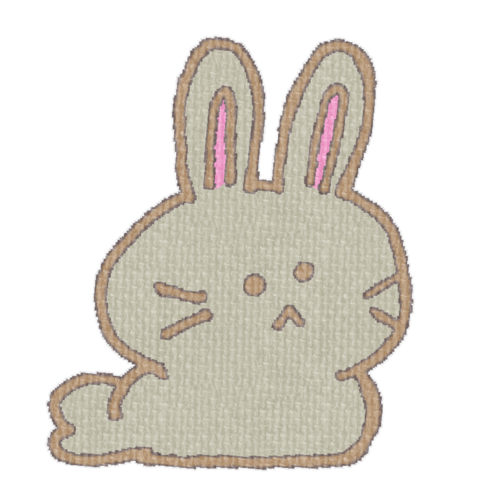 灰色のうさぎがお座りした透過イラスト