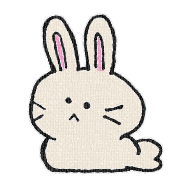 白いうさぎがお座りした透過イラスト