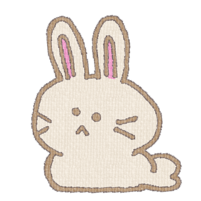 白いうさぎがお座りした透過イラスト