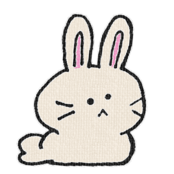 白いうさぎがお座りした透過イラスト