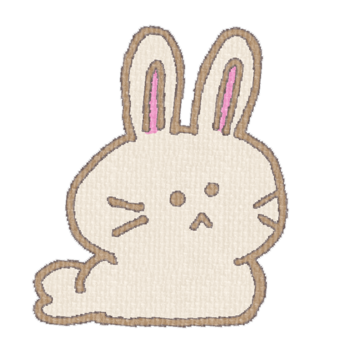 白いうさぎがお座りした透過イラスト