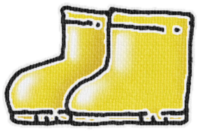 黄色い長靴のイラスト、梅雨の季節をイメージした可愛い素材