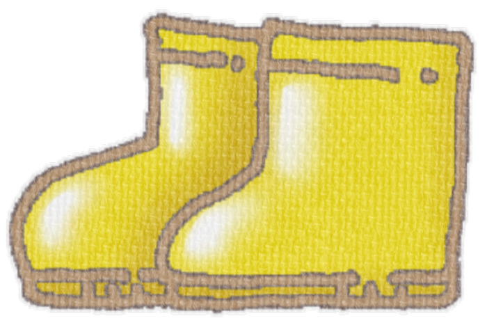 黄色い長靴のイラスト、梅雨の季節をイメージした可愛い素材