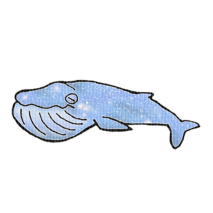 シロナガスクジラのイラスト、夏の季節をイメージした可愛い素材