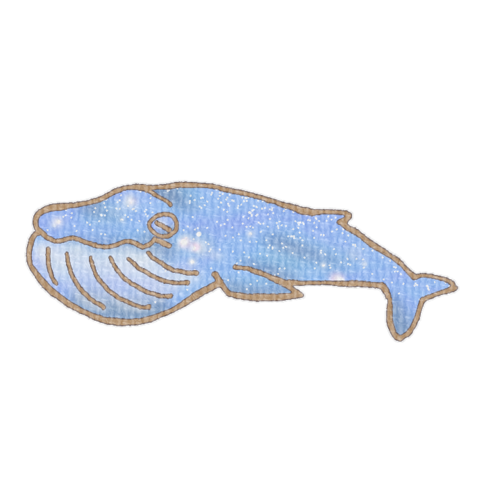 シロナガスクジラのイラスト、夏の季節をイメージした可愛い素材