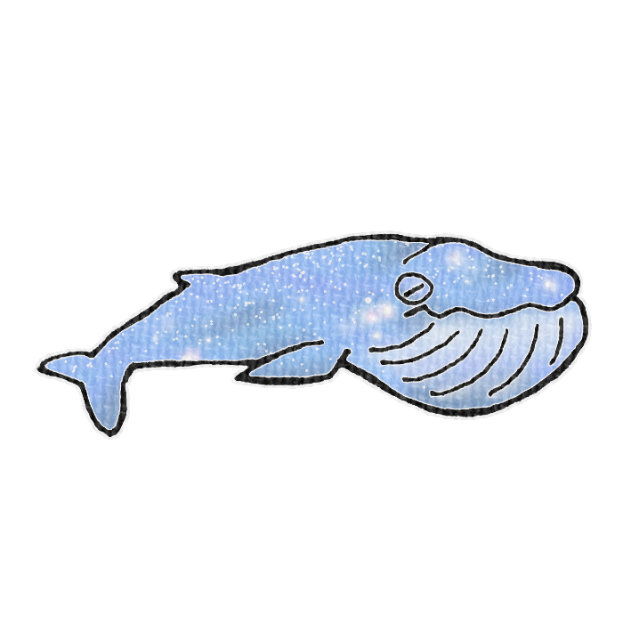シロナガスクジラのイラスト、夏の季節をイメージした可愛い素材
