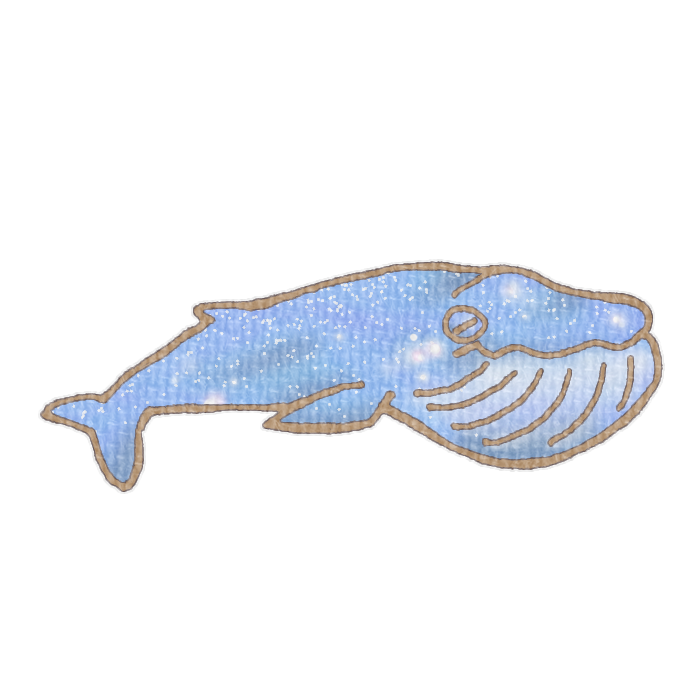 シロナガスクジラのイラスト、夏の季節をイメージした可愛い素材