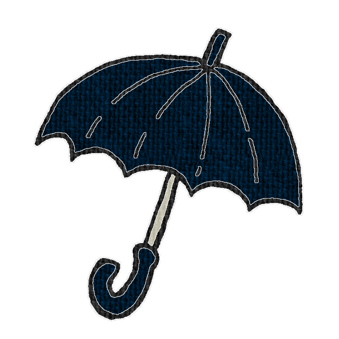 黒い傘のイラスト、梅雨の季節をイメージした可愛い素材