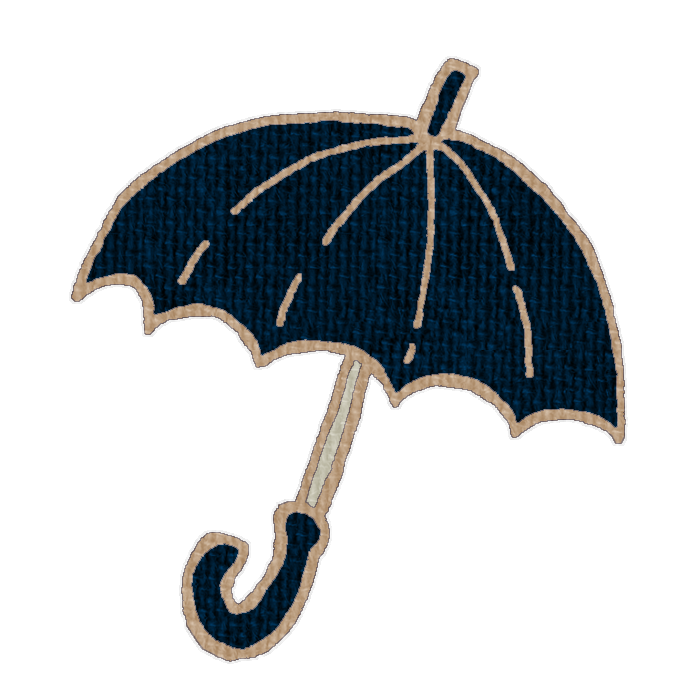 黒い傘のイラスト、梅雨の季節をイメージした可愛い素材