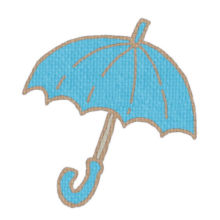青い傘のイラスト、梅雨の季節をイメージした可愛い素材