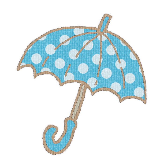水玉模様の黄色い傘のイラスト、梅雨の季節をイメージした可愛い素材