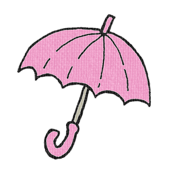 ピンクの傘のイラスト、梅雨の季節をイメージした可愛い素材