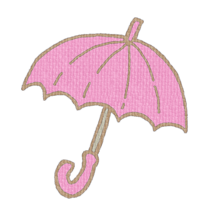 ピンクの傘のイラスト、梅雨の季節をイメージした可愛い素材