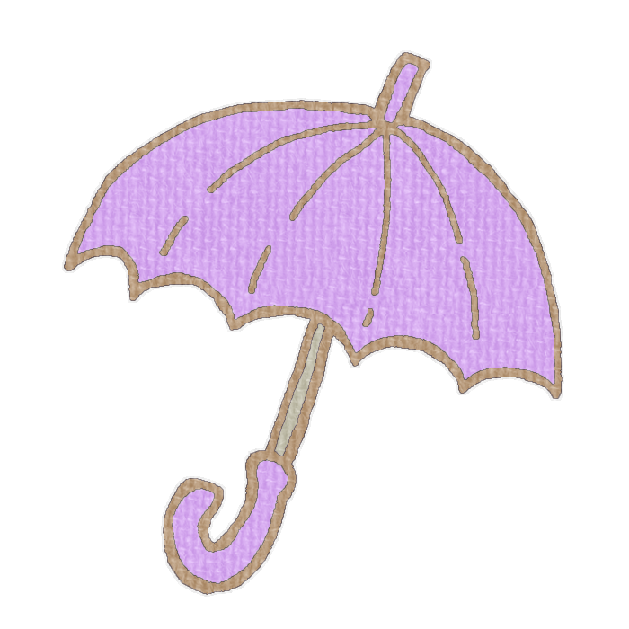 紫色の傘のイラスト、梅雨の季節をイメージした可愛い素材