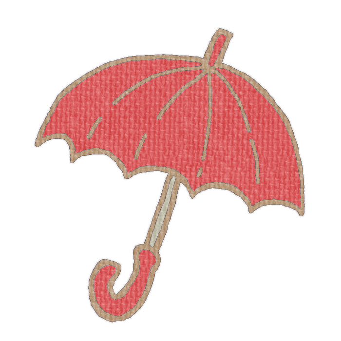 赤い傘のイラスト、梅雨の季節をイメージした可愛い素材