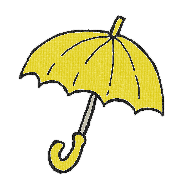 黄色い傘のイラスト、梅雨の季節をイメージした可愛い素材