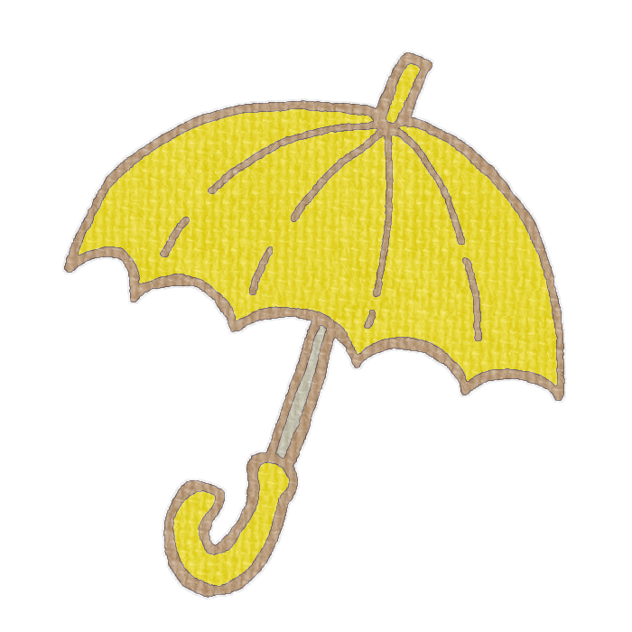 黄色い傘のイラスト、梅雨の季節をイメージした可愛い素材