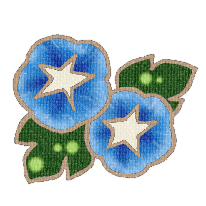 ブルーの朝顔のイラスト、夏の季節をイメージした可愛い素材