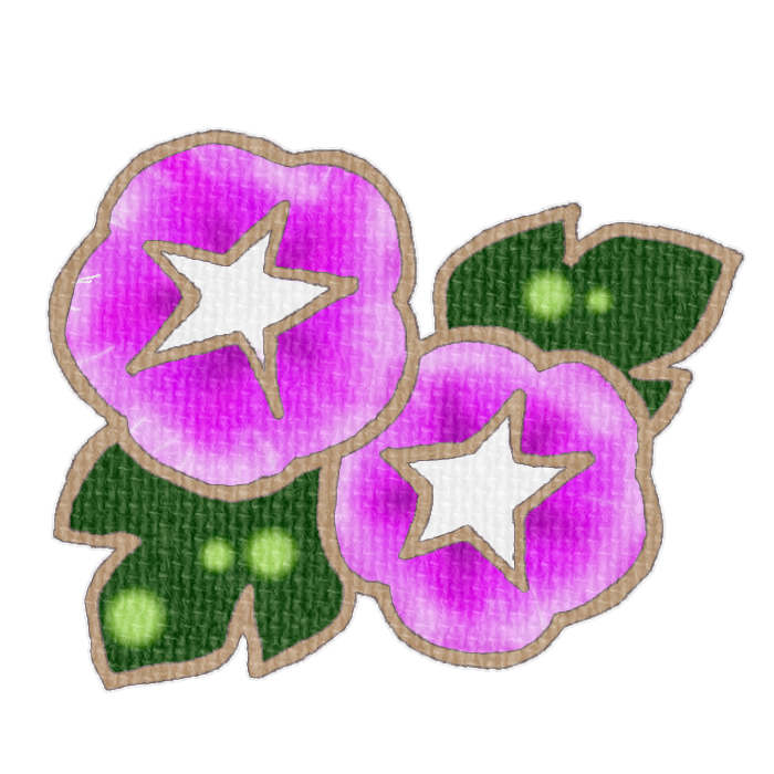 ピンク色の朝顔のイラスト、夏の季節をイメージした可愛い素材