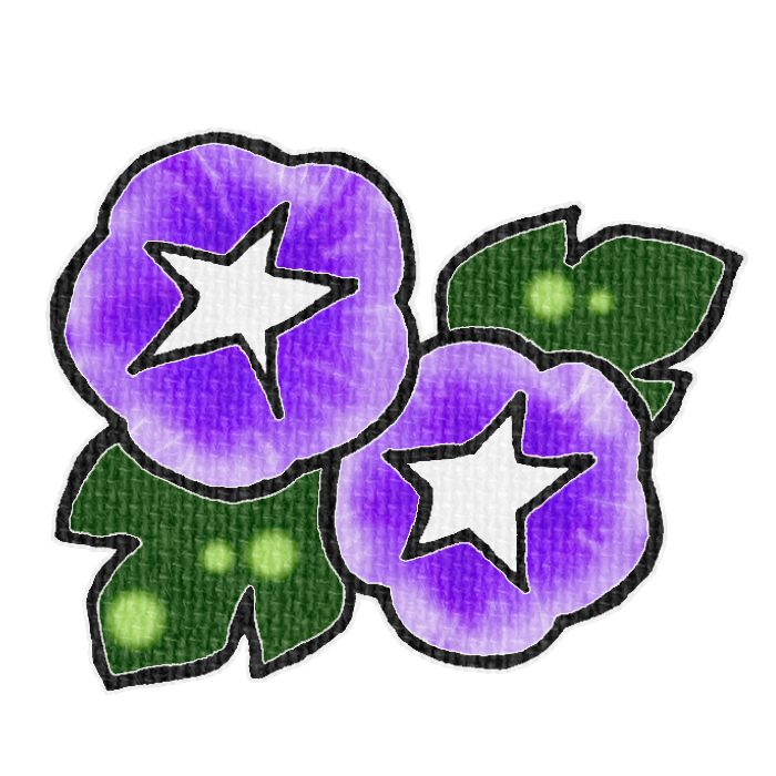 紫色の朝顔のイラスト、夏の季節をイメージした可愛い素材