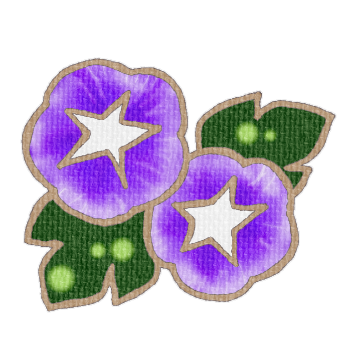 紫色の朝顔のイラスト、夏の季節をイメージした可愛い素材
