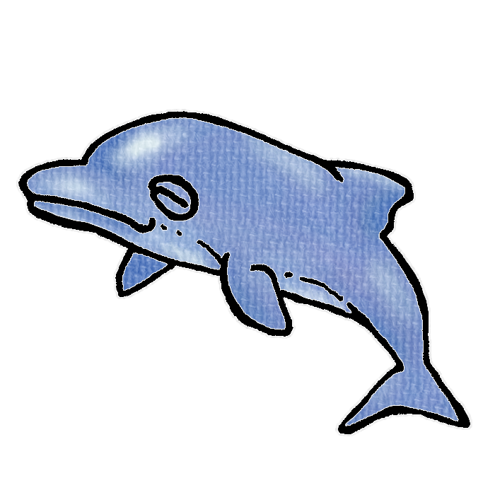 青いイルカのイラスト、夏の季節をイメージした可愛い素材
