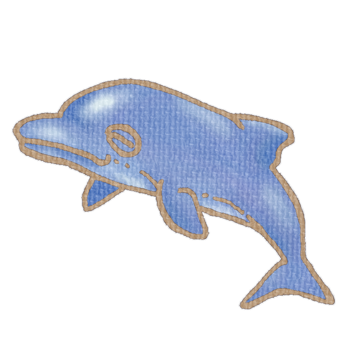 青いイルカのイラスト、夏の季節をイメージした可愛い素材