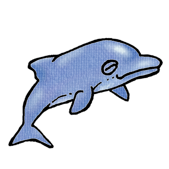青いイルカのイラスト、夏の季節をイメージした可愛い素材