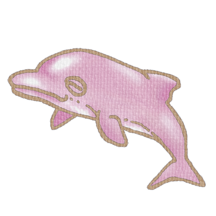 ピンク色のイルカのイラスト、夏の季節をイメージした可愛い素材