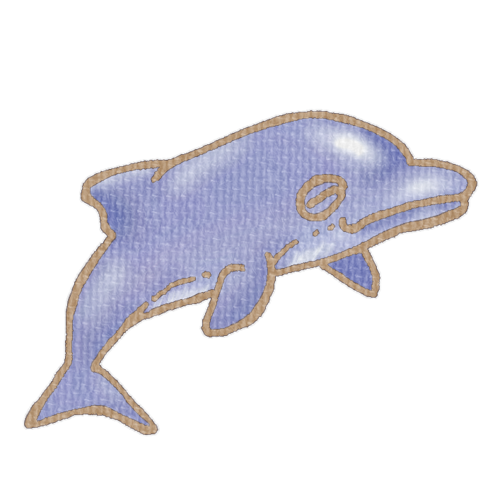 紫色のイルカのイラスト、夏の季節をイメージした可愛い素材
