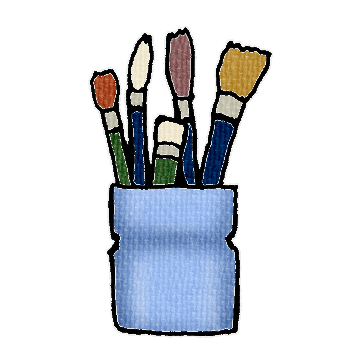 青色の筆立てのイラスト素材