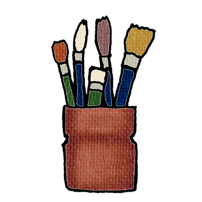 茶色の筆立てのイラスト素材