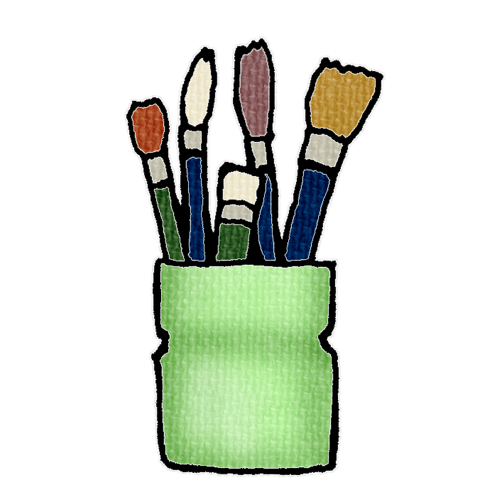 緑色の筆立てのイラスト素材
