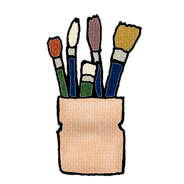 オレンジ色の筆立てのイラスト素材