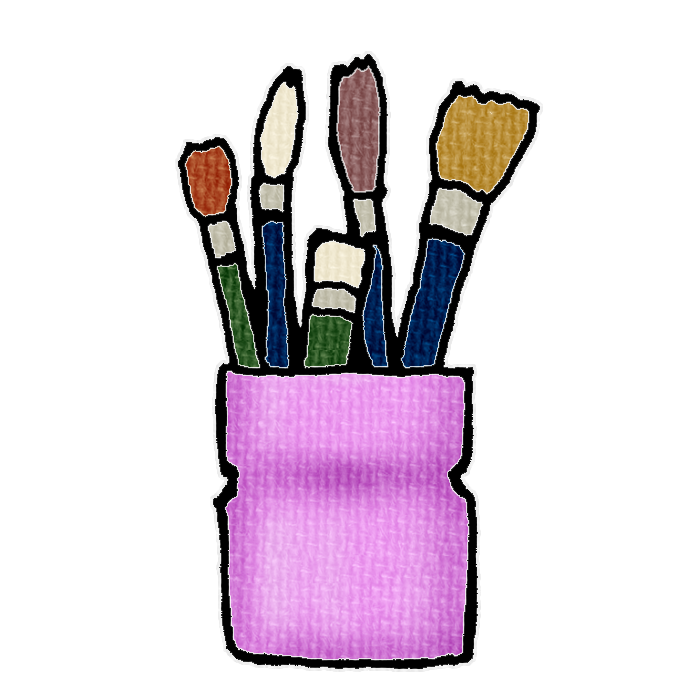 ピンク色の筆立てのイラスト素材