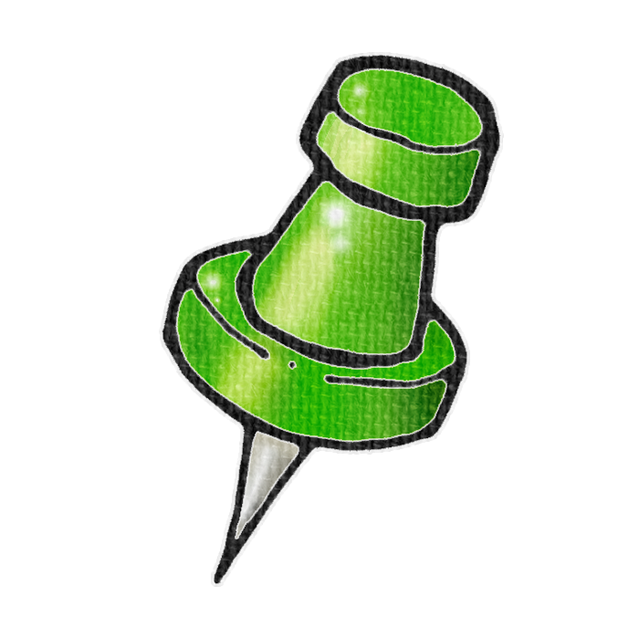 緑色の画びょうのイラスト