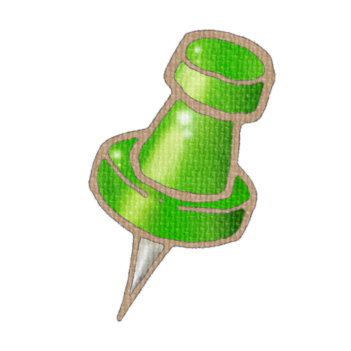 緑色の画びょうのイラスト
