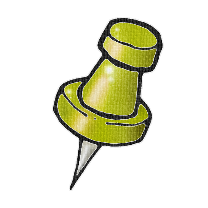 黄色の画びょうのイラスト