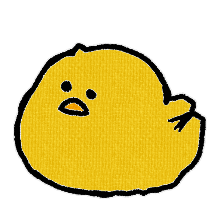 濃い黄色のひよこがお座りした透過イラスト